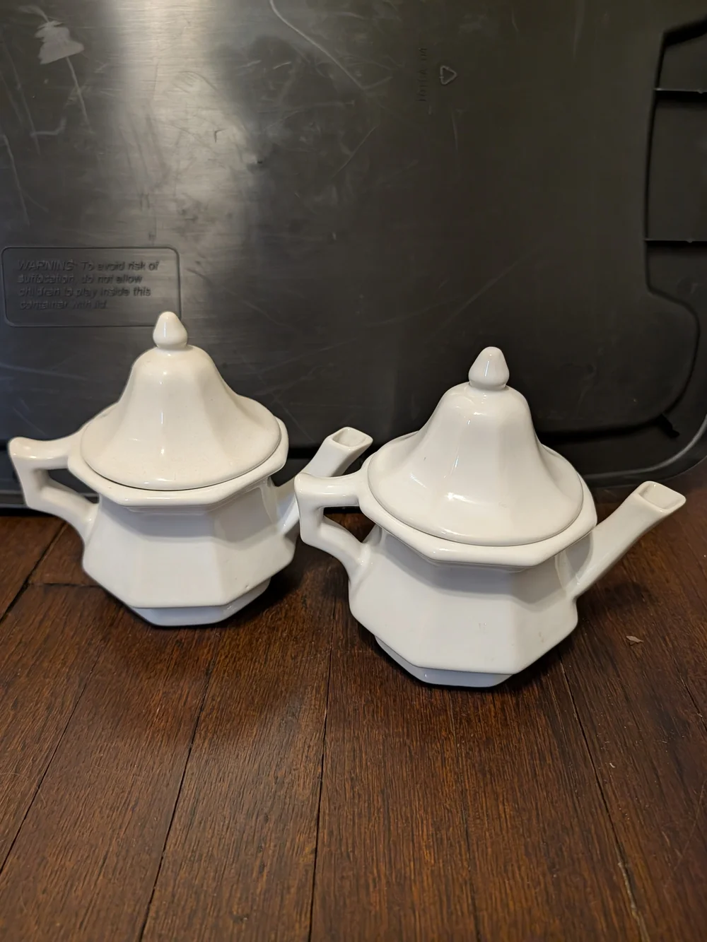 White Ceramic Sugar and Creamer Set with Blue Floral Motif